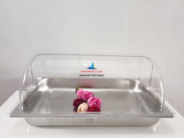 Khay GN inox có lỗ + nắp PC JD-P2203