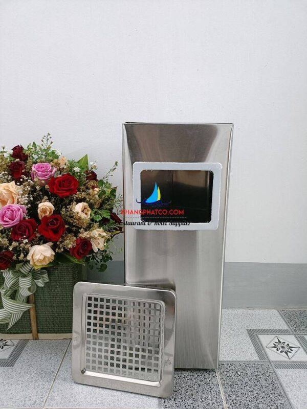 Thùng rác gạt tàn vuông inox A90-D