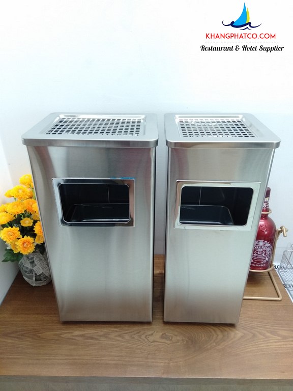 Thùng rác gạt tàn vuông inox A90-D Thung rac inox CN Vuong .1 - Thùng rác gạt tàn vuông inox A90-D