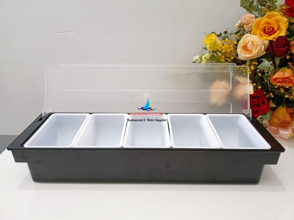 Hop nhua dung topping 5 ngan FJ15285 1 1024x768 - Hộp nhựa đựng topping 5 ngăn FJ15285