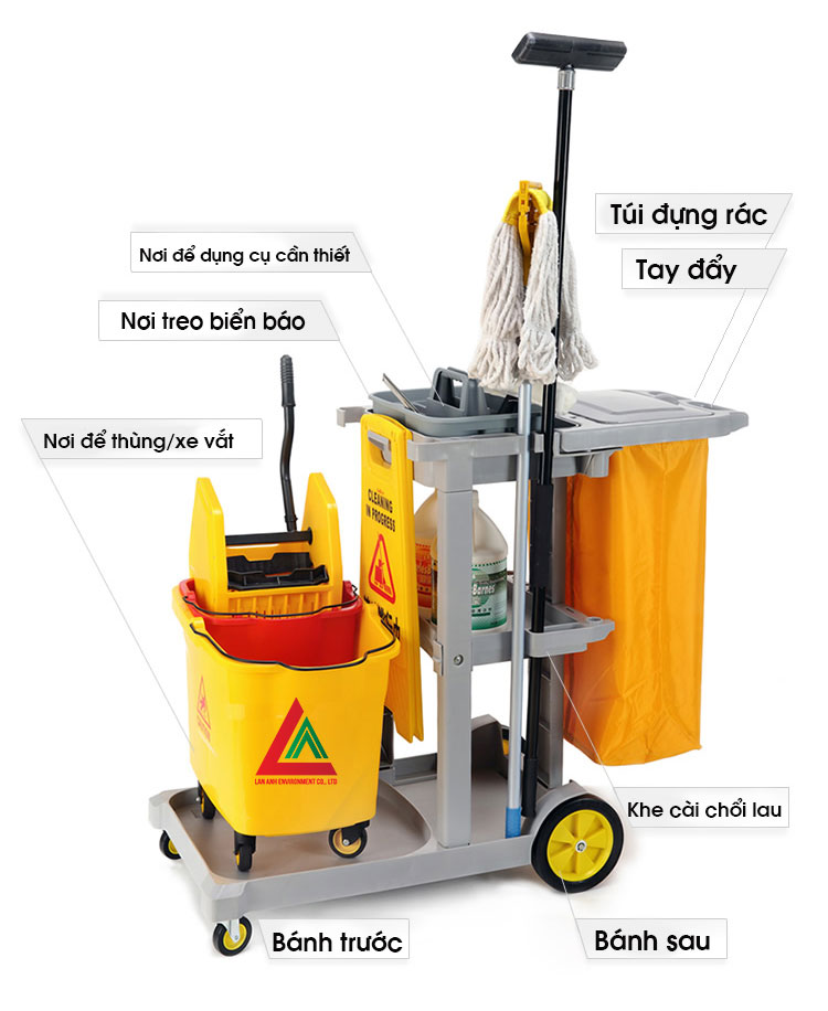 Xe dọn vệ sinh chữ L - Xe đẩy vệ sinh nhựa 3 tầng 25 - Xe dọn vệ sinh chữ L - Xe đẩy vệ sinh nhựa 3 tầng