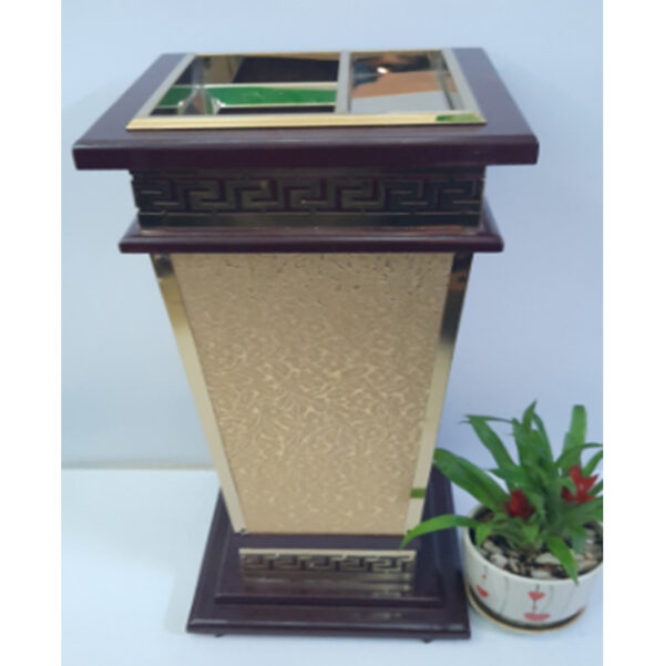 Thùng rác lễ tân số 9 bằng da màu đen vàng