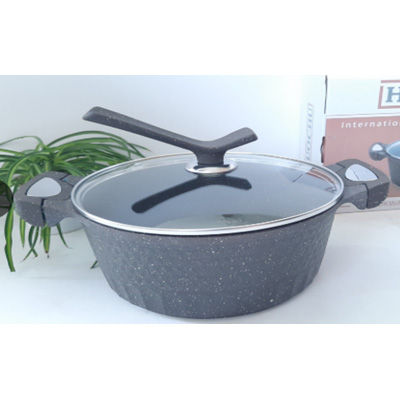 Nồi giả đá đen nắp kiếng 20cm